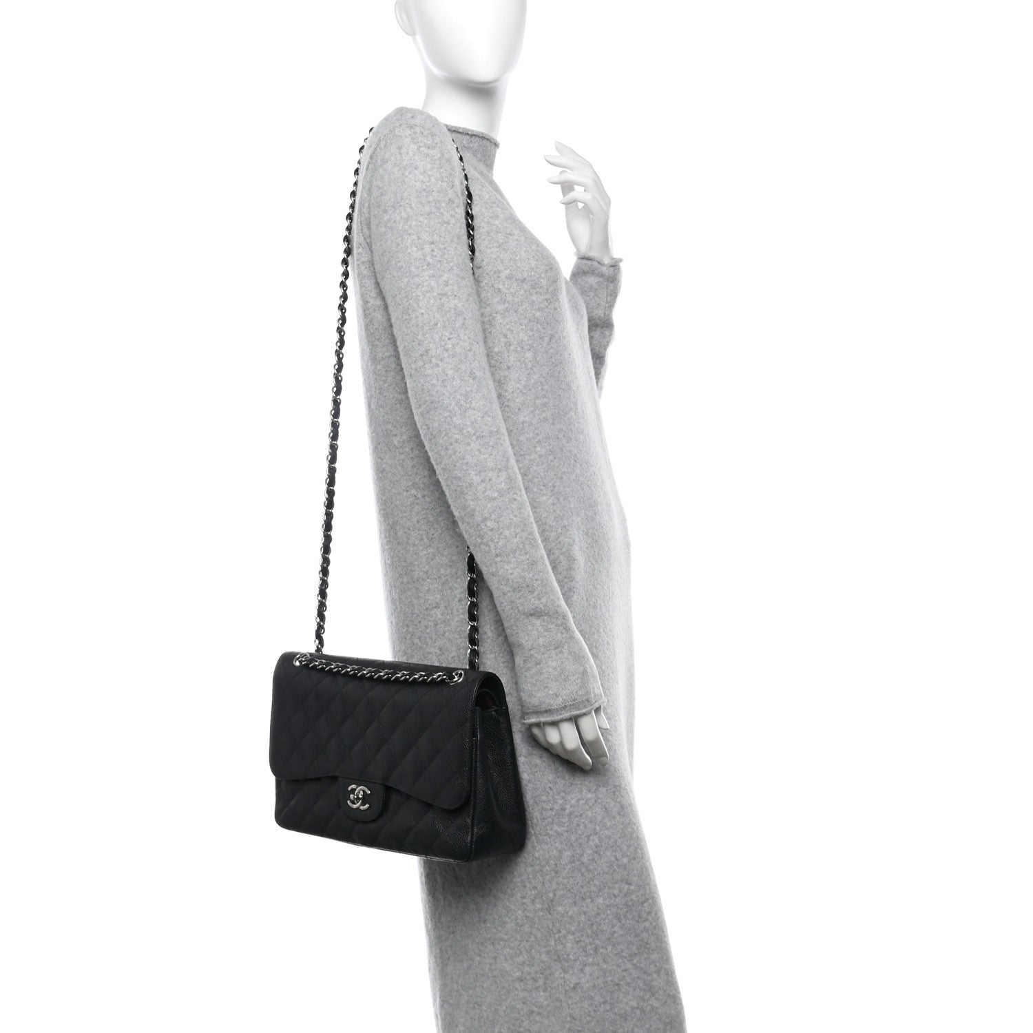 Chanel Caviar Quilted Jumbo Double Flap Black 2 of 15