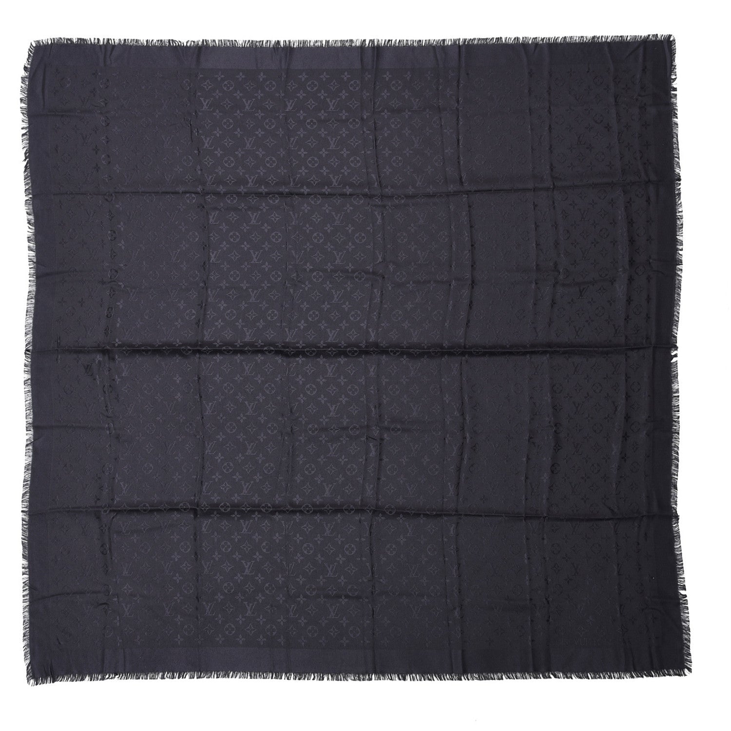 Louis Vuitton Wool Silk Monogram Shawl Black 1 of 4