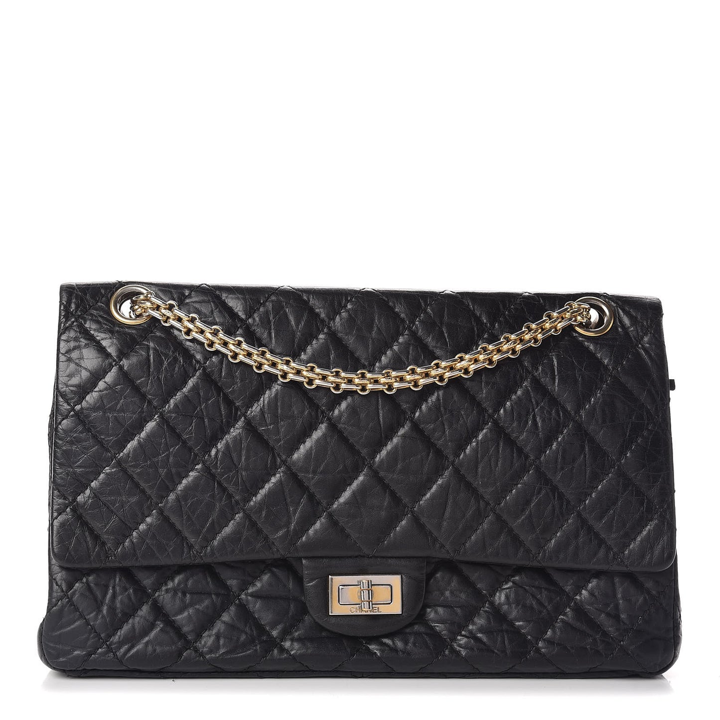 Aged Calfskin Quilted 2.55 Reissue 226 Flap Black