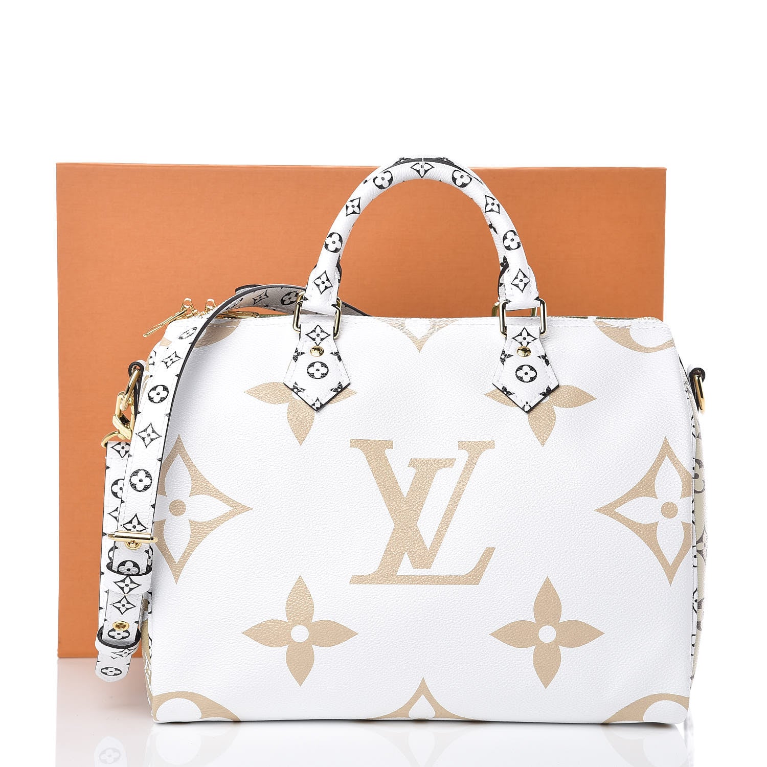 Louis Vuitton Monogram Giant Speedy Bandouliere 30 Kaki Beige 10 of 10