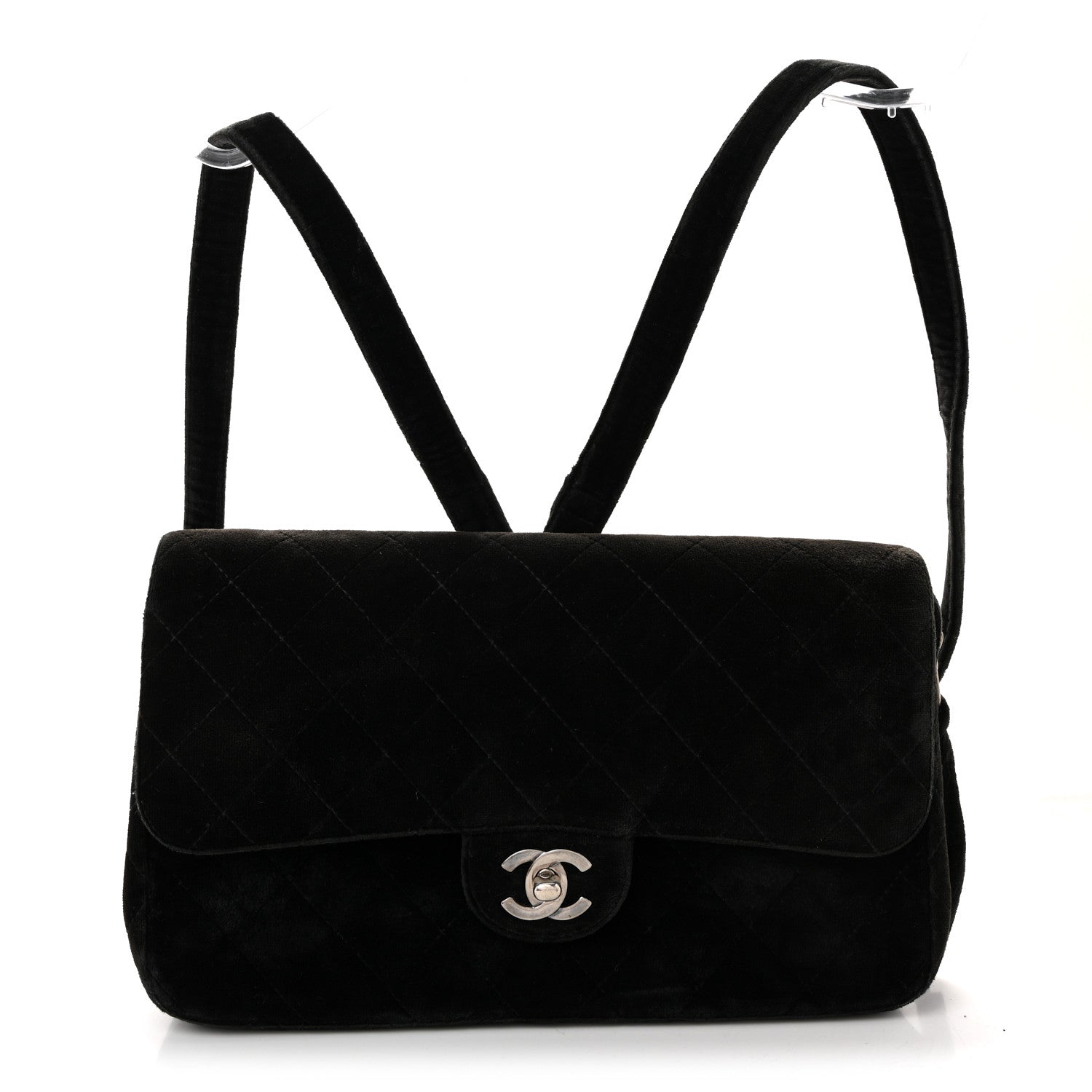 Chanel Velvet Quilted Flap Backpack Black 1 of 11