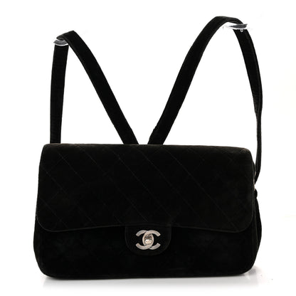 Chanel Velvet Quilted Flap Backpack Black 1 of 11