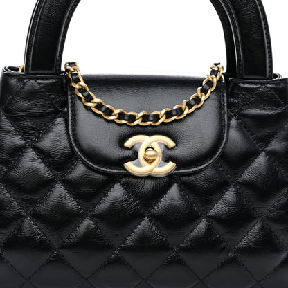 Chanel Shiny Aged Calfskin Quilted Nano Kelly Shopper Black 8 of 10