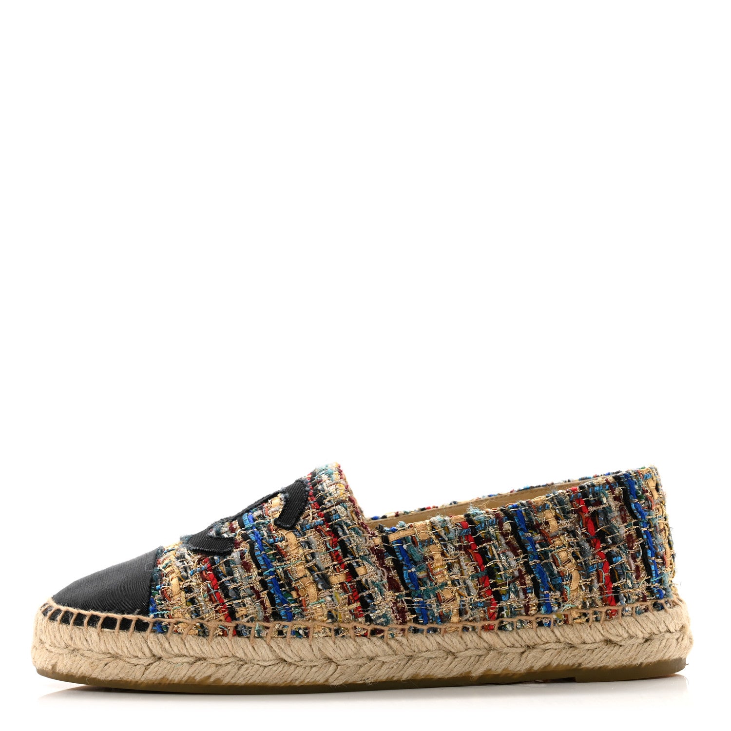 Chanel Tweed Grosgrain CC Espadrilles 39 Multicolor Black 1 of 10