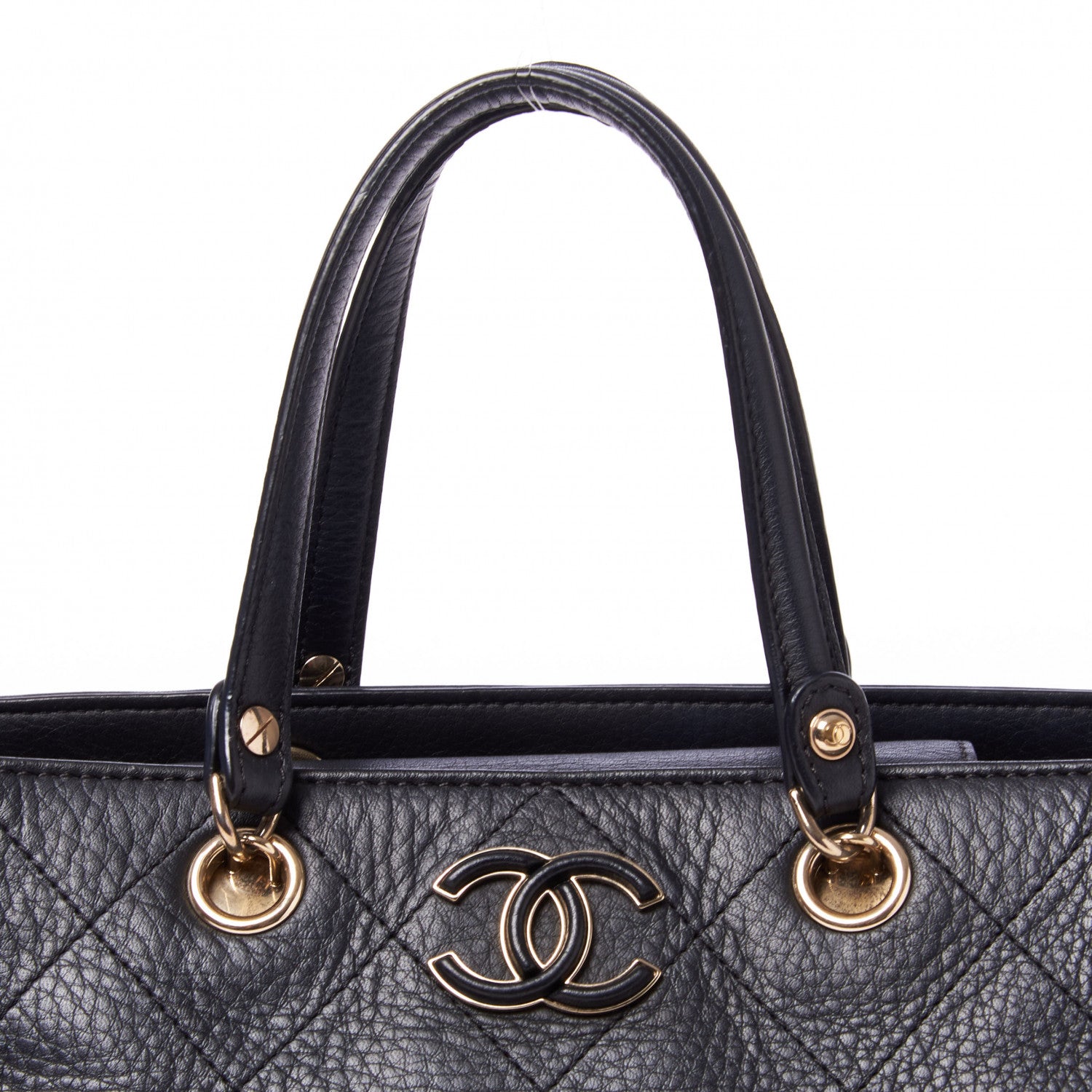 Chanel Bullskin Stitched Small Shopping Tote Black 5 of 10