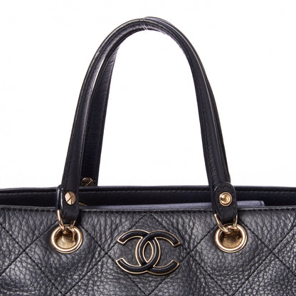 Chanel Bullskin Stitched Small Shopping Tote Black 5 of 10
