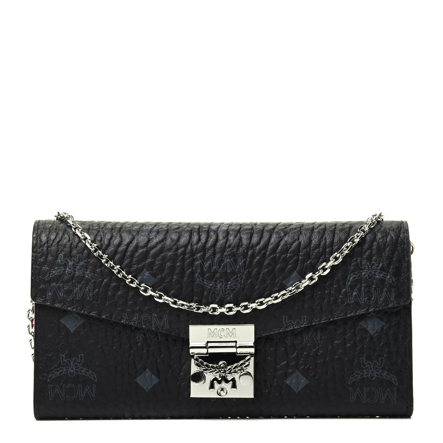 MCM Visetos Large Patricia Wallet On Chain Black Red 1 of 6