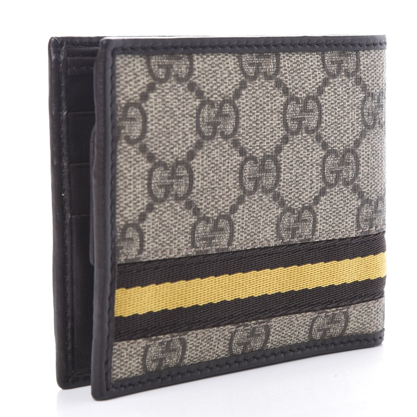 GG Supreme Monogram Web Bi-Fold Wallet Yellow Black