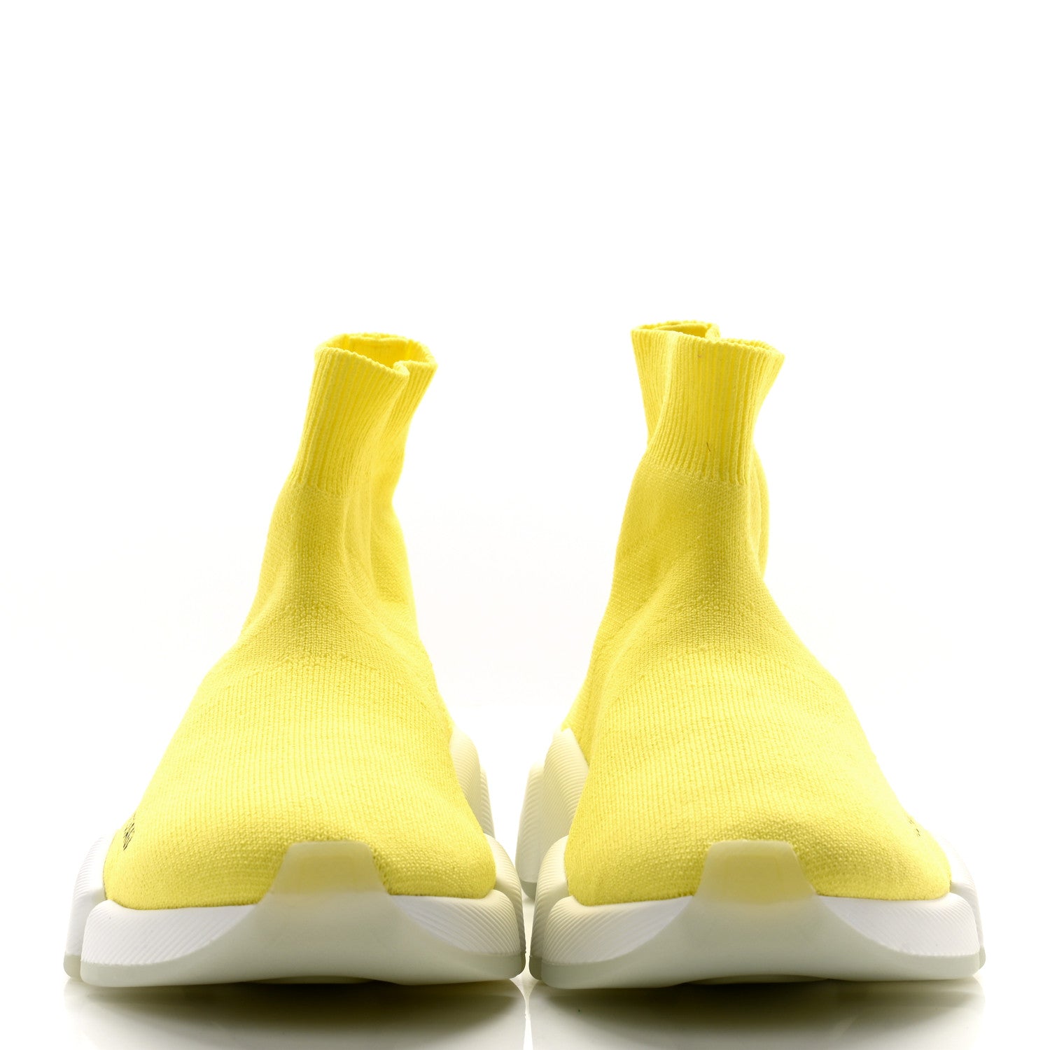 Balenciaga Ribbed Knit Womens Speed 2.0 Transparent Sole Sneakers 36 Yellow 2 of 8