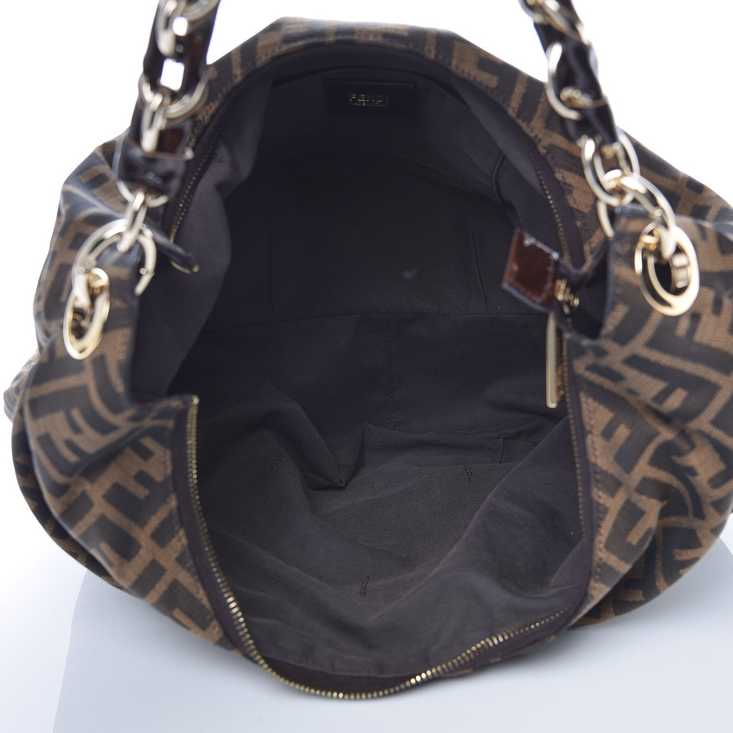 Fendi Zucca Patent Mia Hobo Tobacco 7 of 9