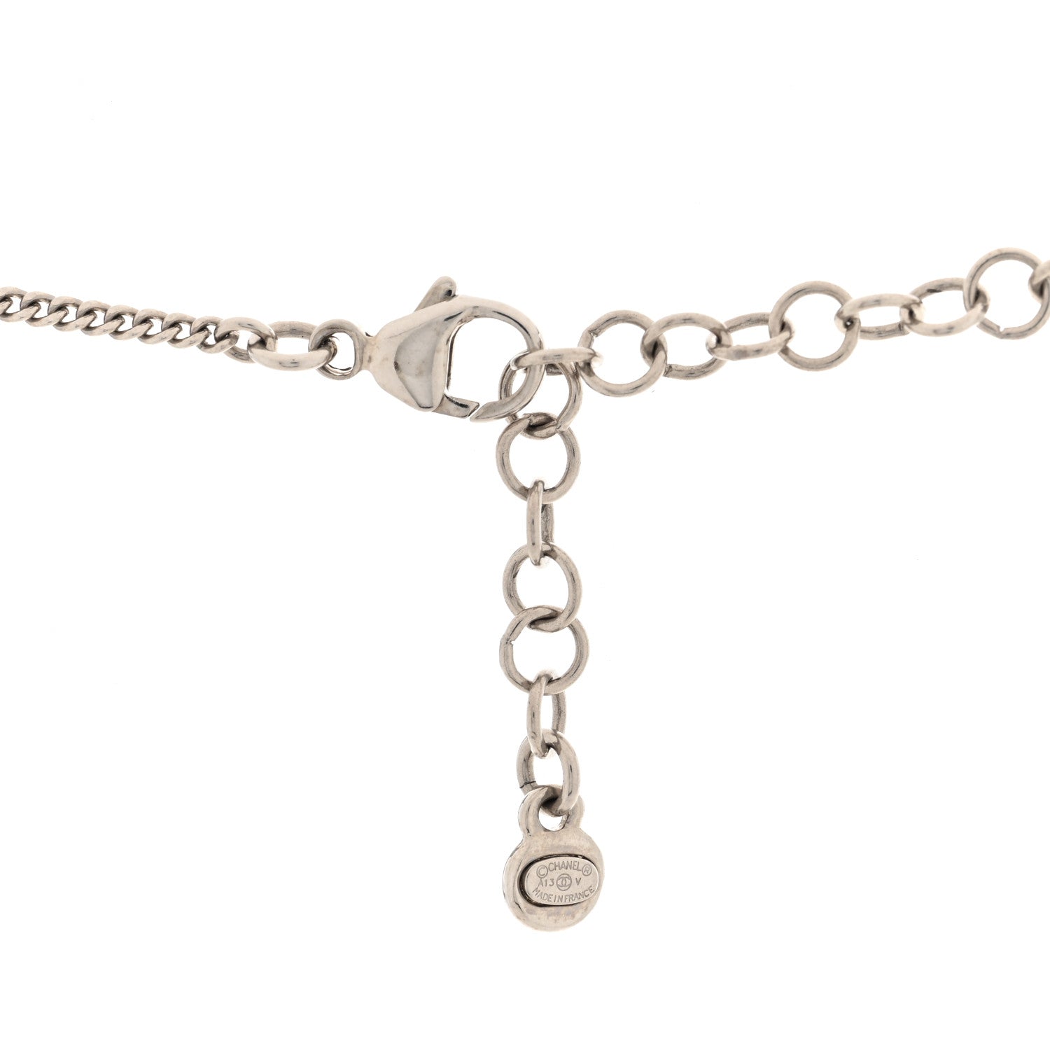 Chanel Crystal CC Drop Pendant Necklace Silver 4 of 5