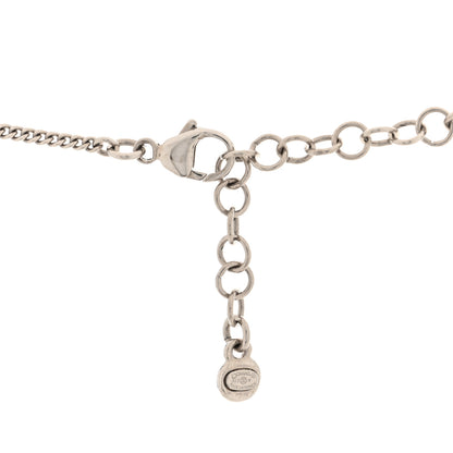 Chanel Crystal CC Drop Pendant Necklace Silver 4 of 5