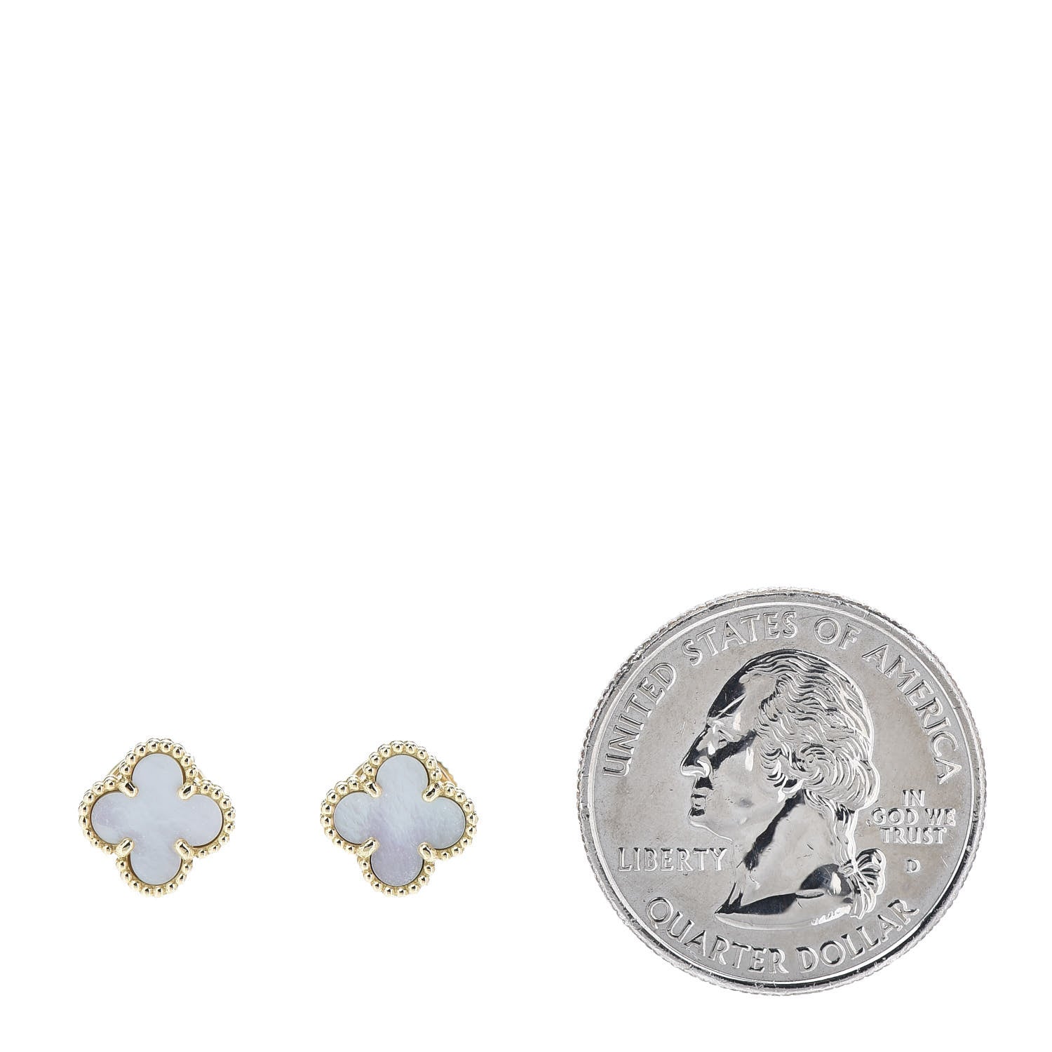 Van Cleef & Arpels 18K Yellow Gold Mother of Pearl Sweet Alhambra Earrings 2 of 5
