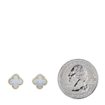 Van Cleef & Arpels 18K Yellow Gold Mother of Pearl Sweet Alhambra Earrings 2 of 5
