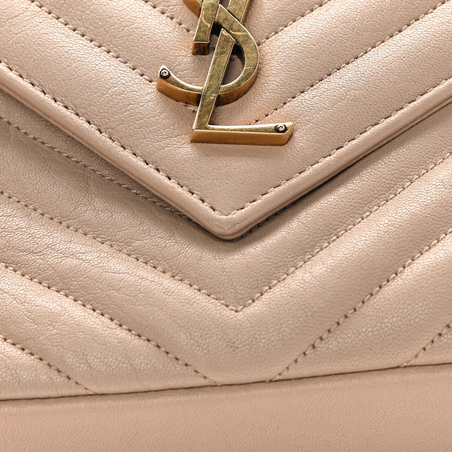 Sheepskin Matelasse Chevron Monogram Medium College Bag Dark Beige