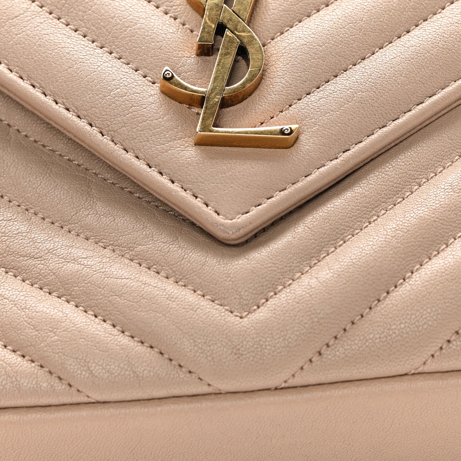 Saint Laurent Sheepskin Matelasse Chevron Monogram Medium College Bag Dark Beige 13 of 13