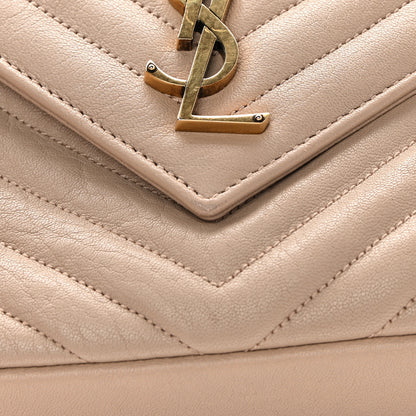 Saint Laurent Sheepskin Matelasse Chevron Monogram Medium College Bag Dark Beige 13 of 13