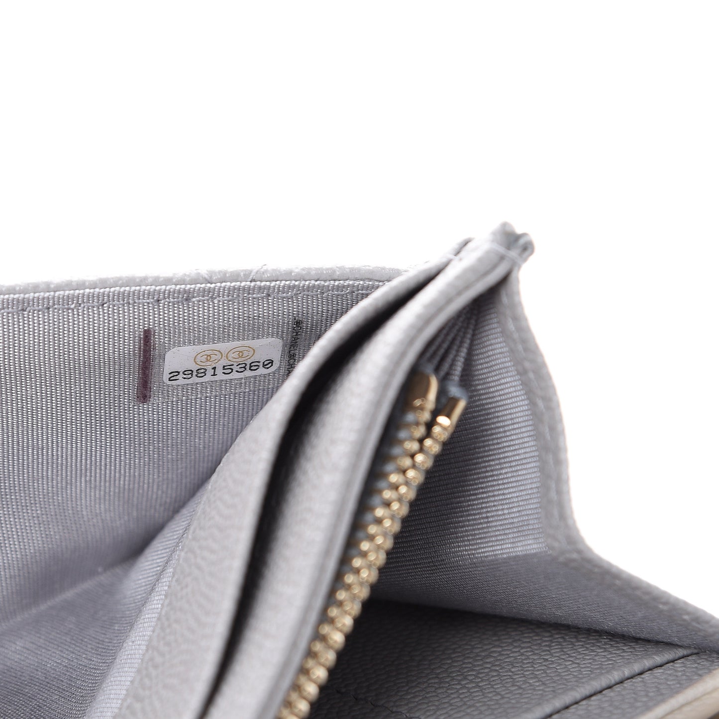 Caviar Quilted Large Golden Class Gusset Flap Wallet Grey