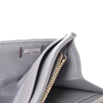 Chanel Caviar Quilted Large Golden Class Gusset Flap Wallet Grey 7 of 9