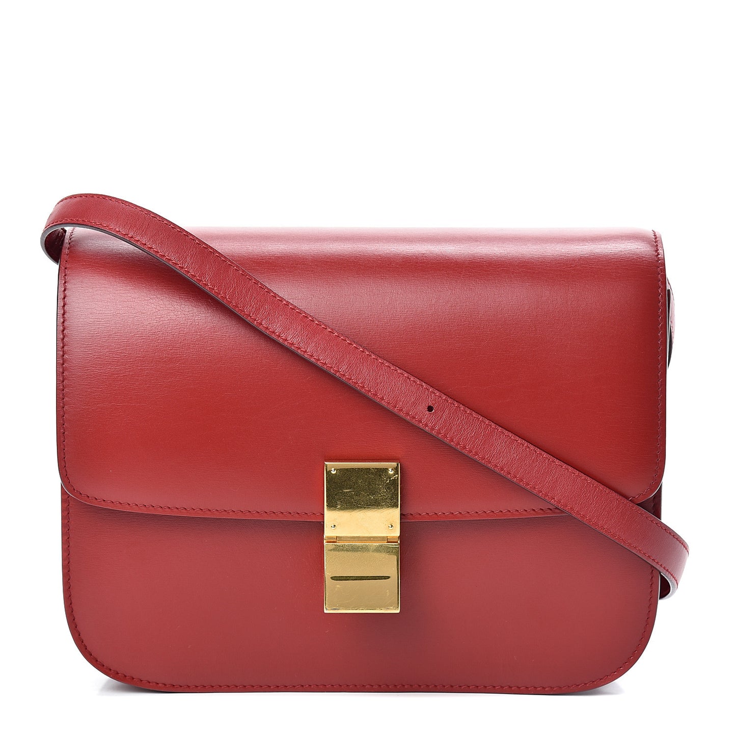 Box Calfskin Medium Classic Box Flap Bag Red