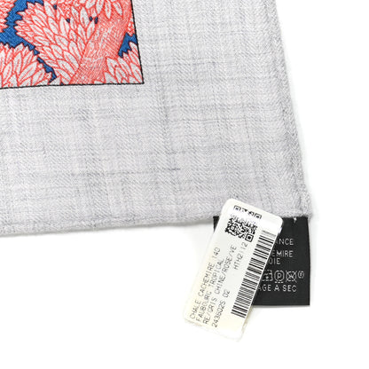 Hermes Cashmere Silk Splash Park Shawl 140 Gris Chine Rose Vert 6 of 6