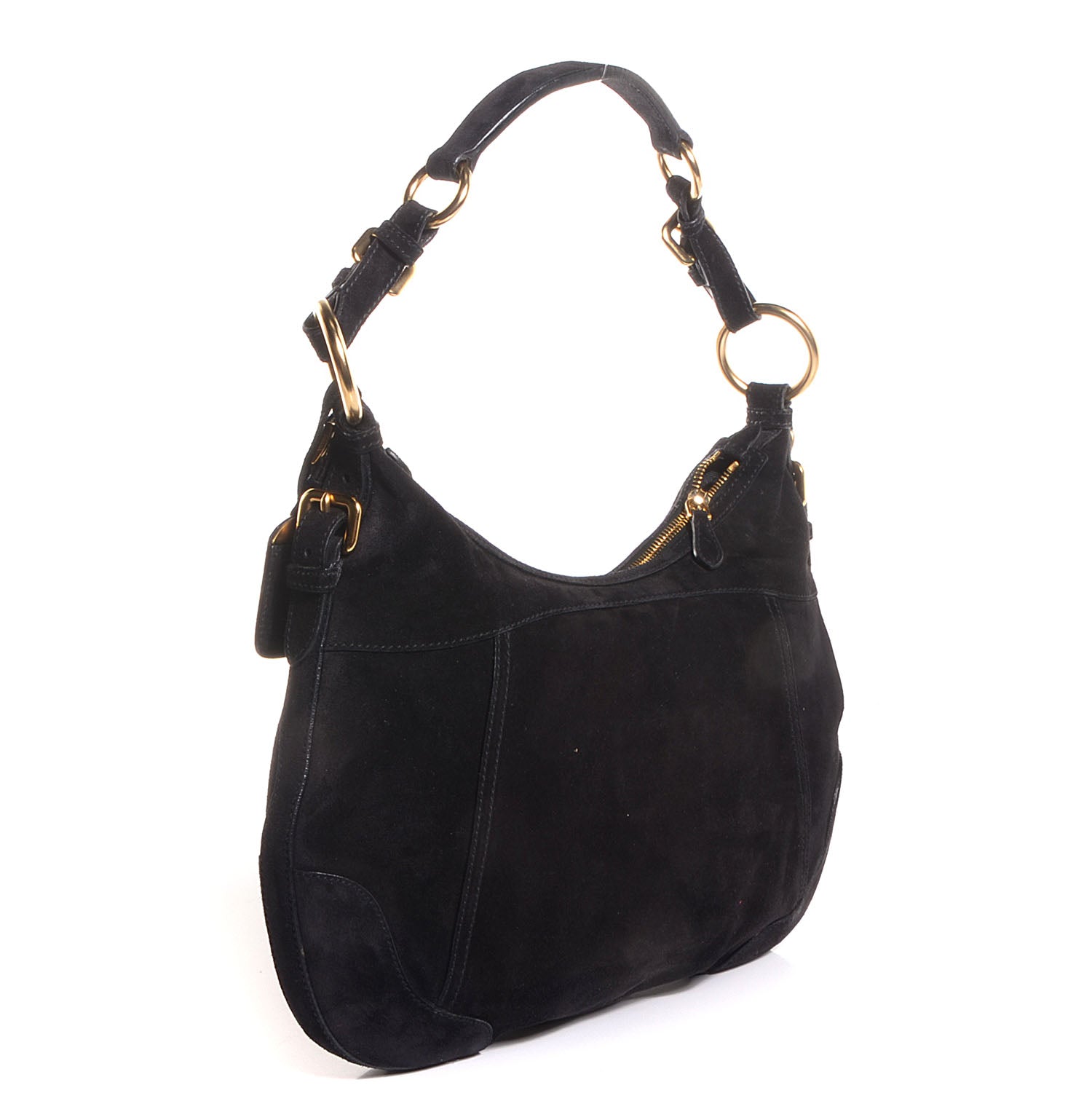 Prada Scamosciato Suede Hobo Nero Black 3 of 10