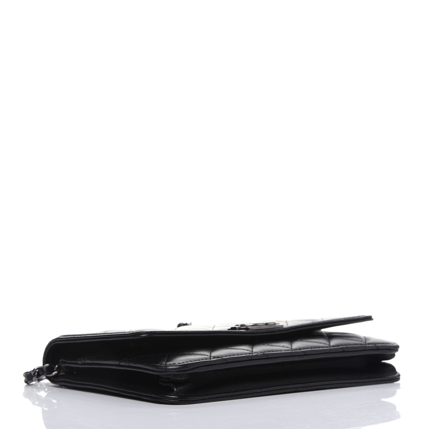 Lambskin Quilted Boy Wallet On Chain WOC Black