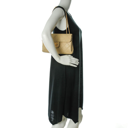 Chanel Calfskin Stitched Thin City Flap Clutch Beige 2 of 8