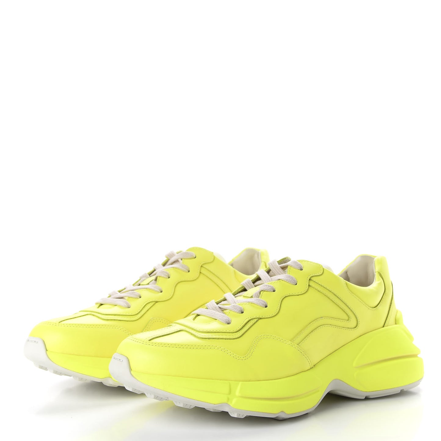Calfskin Mens Rhyton Sneakers 9 Yellow Fluo