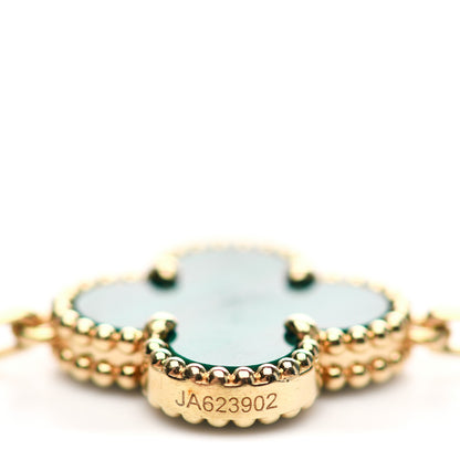 Van Cleef & Arpels 18K Yellow Gold Malachite 5 Motifs Vintage Alhambra Bracelet 5 of 8