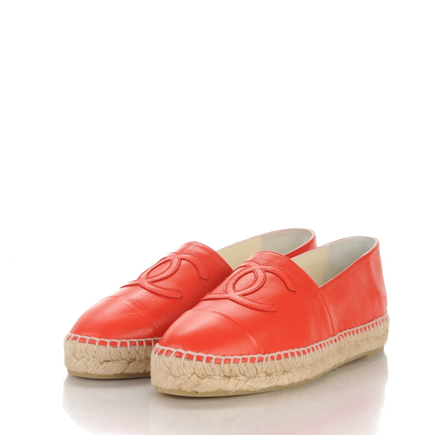 Chanel Lambskin CC Espadrilles 38 Red 3 of 7