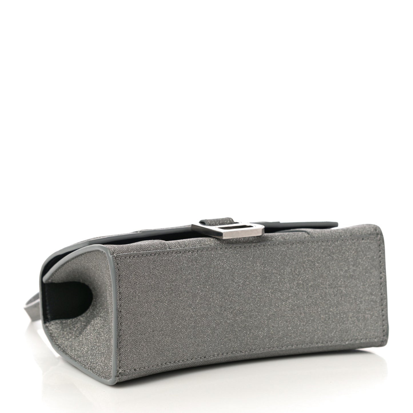 Glitter Fabric Hourglass Top Handle Bag XS Grey