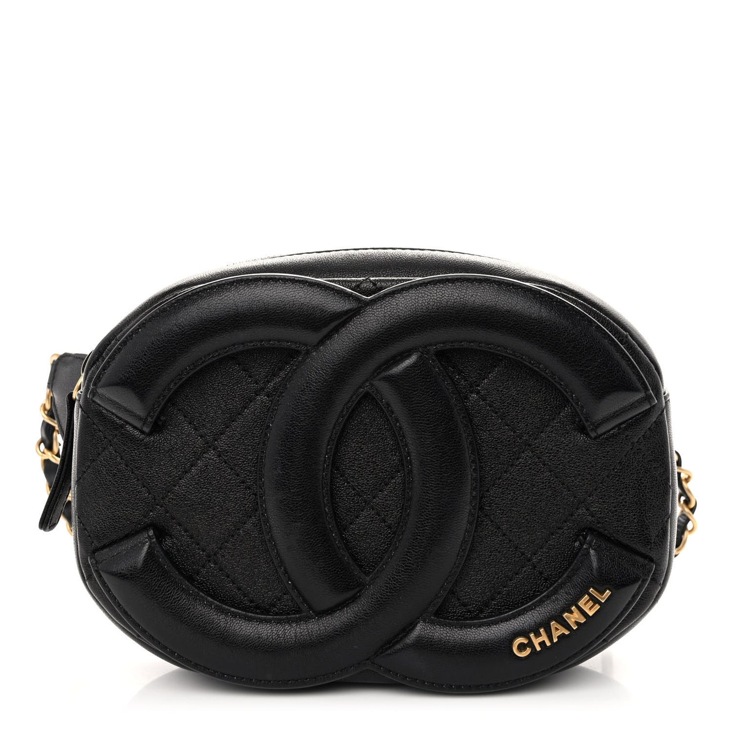 Lambskin Quilted Waist Coco Midnight Belt Bag Black