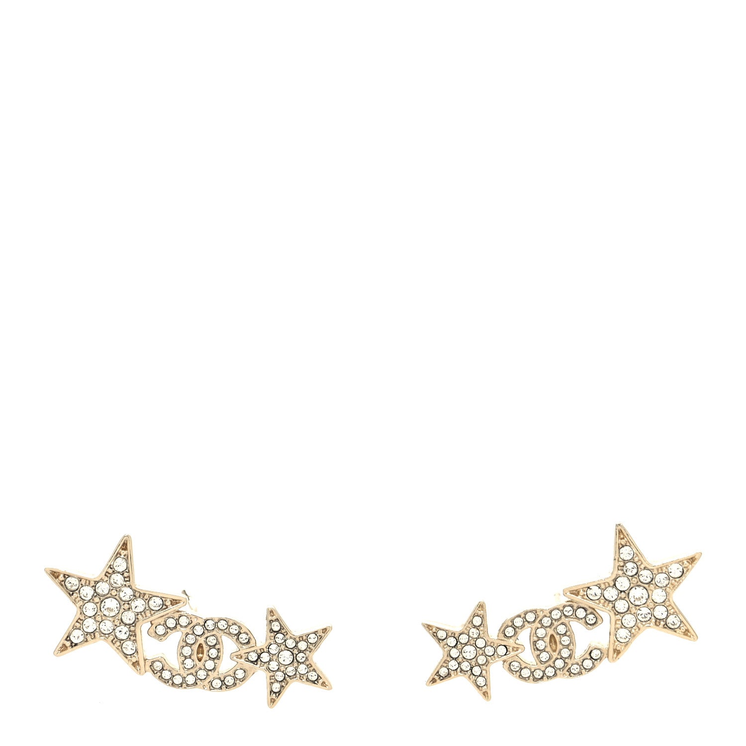 Chanel Crystal Star CC Earrings Gold 1 of 5