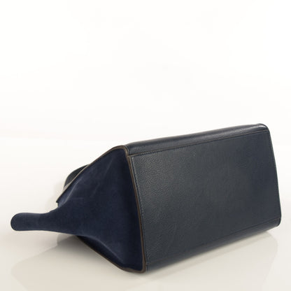 Celine Drummed Calfskin Suede Medium Trapeze Navy 5 of 10