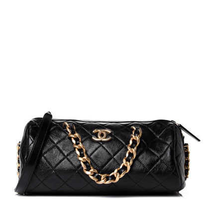 Chanel Shiny Lambskin Quilted Fashion Therapy Bowling Bag Black 1 of 10