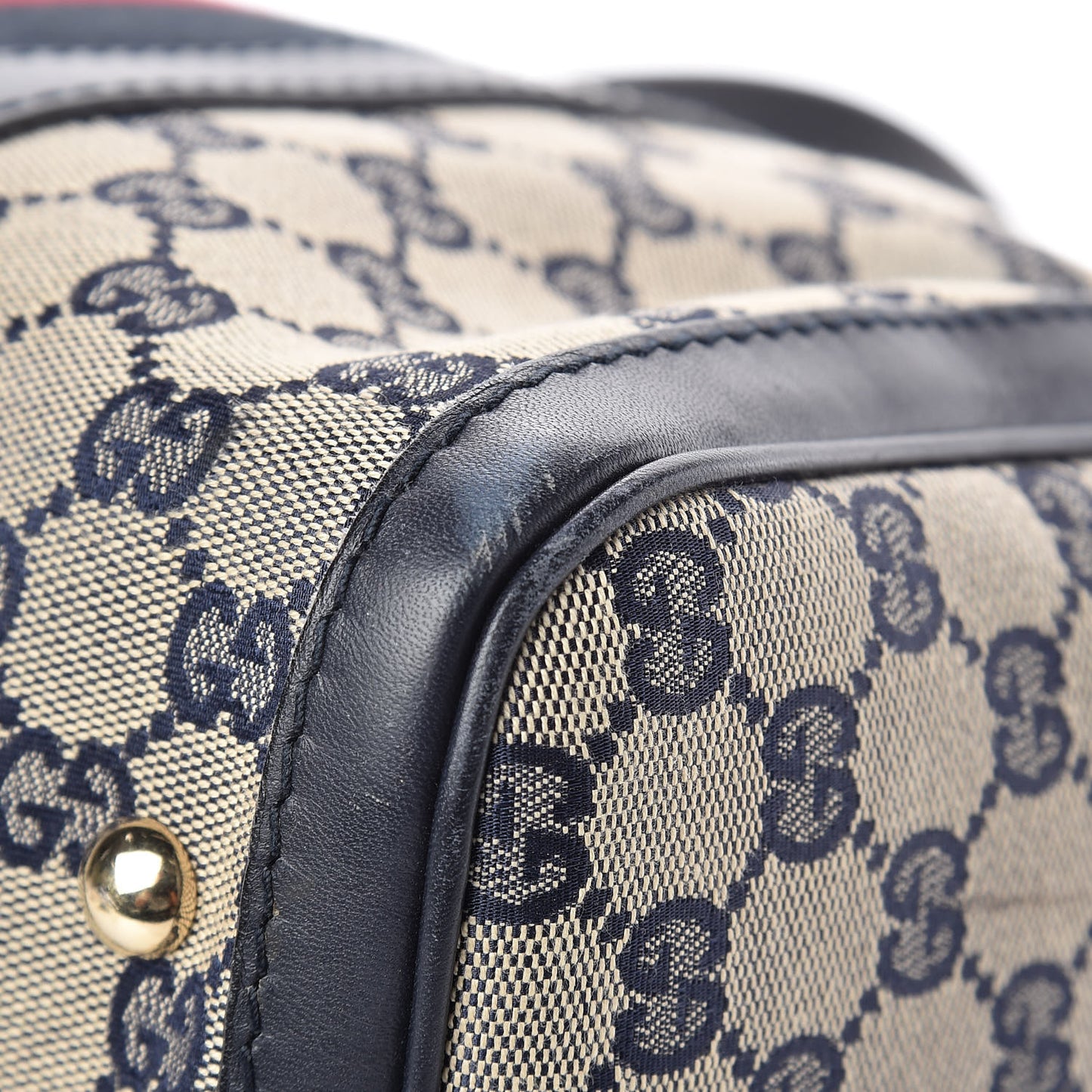 Monogram Selleria Calfskin Vintage Web Medium Boston Beige Blue