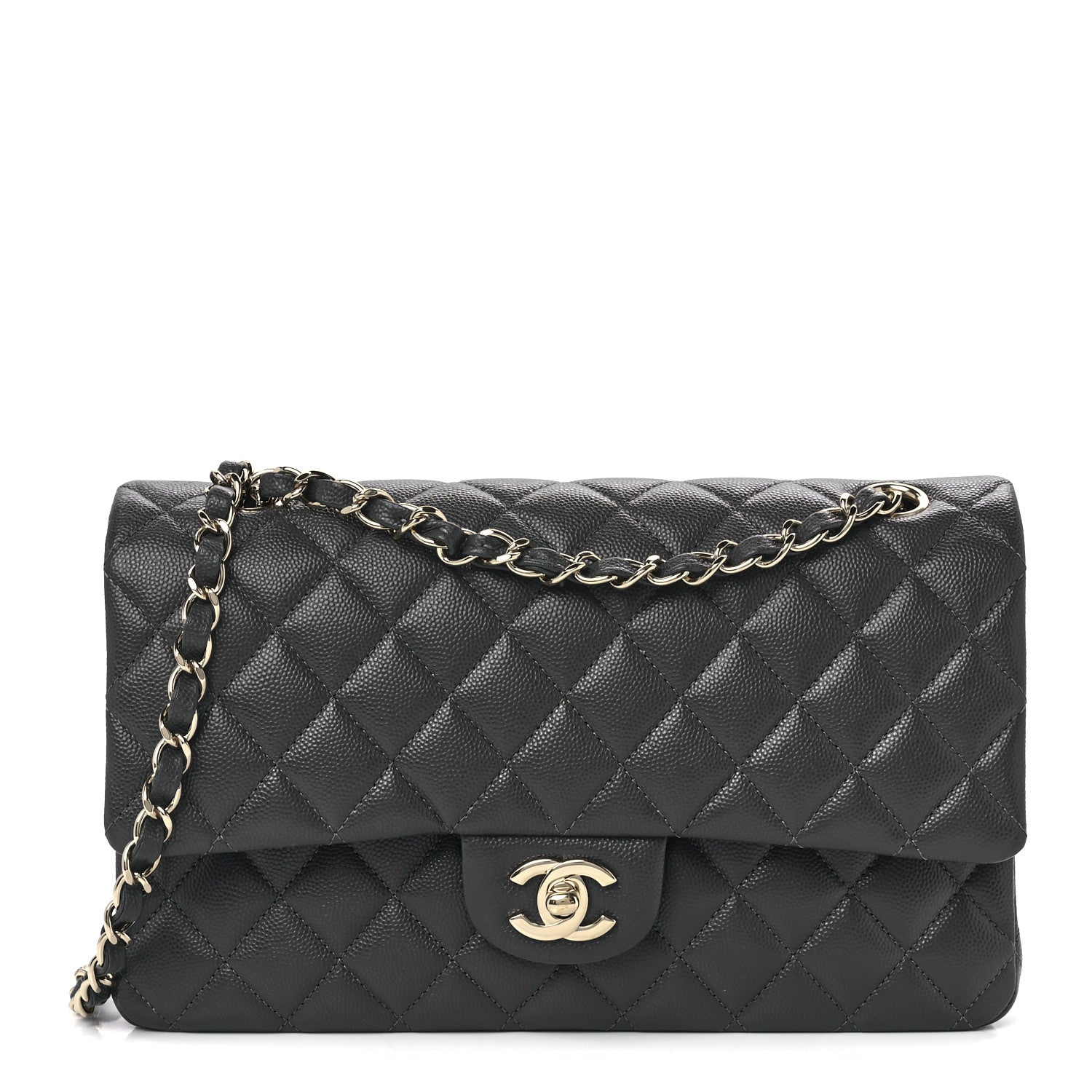 Chanel Caviar Quilted Medium Double Flap Dark Grey 1 of 12