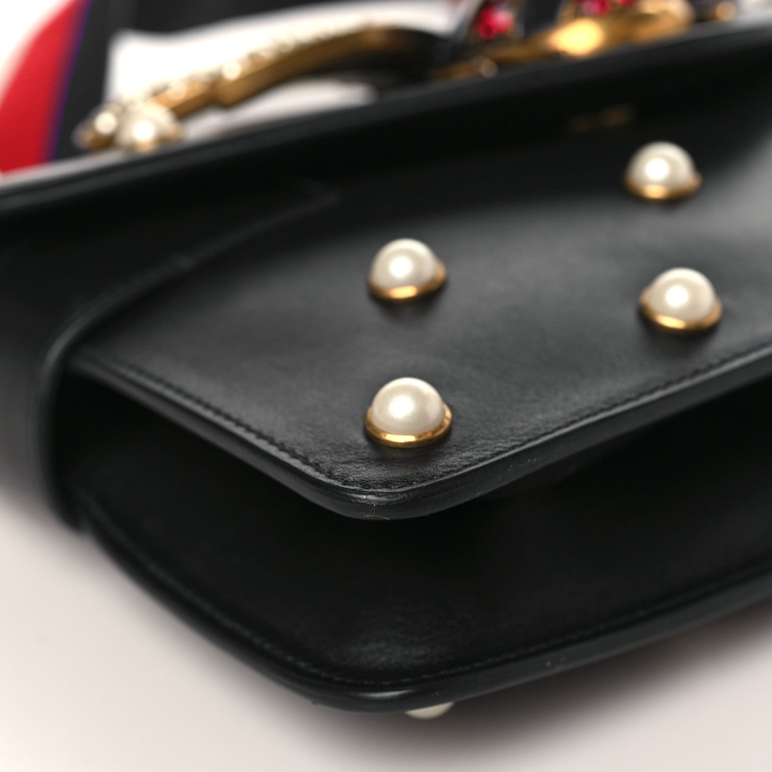 Gucci Nappa Pearl Studded Mini Queen Margaret Broadway Shoulder Bag Black 8 of 9