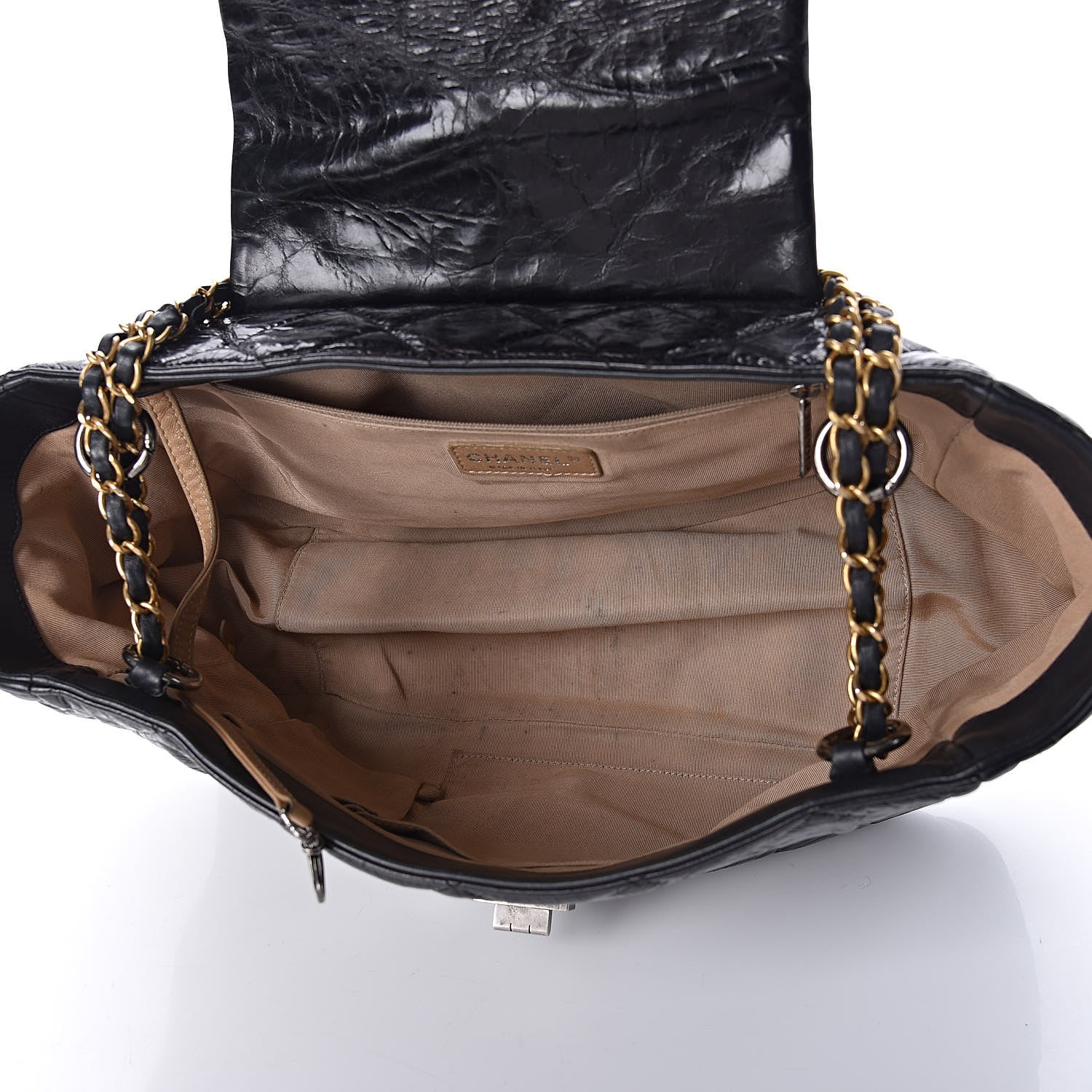 Chanel Glazed Crinkled Lambskin Large East West Flap Black 5 of 11