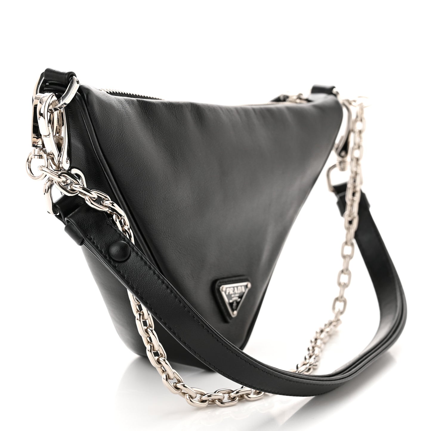 Grace Lux Triangle Logo Embossed Mini Triangle Bag Black