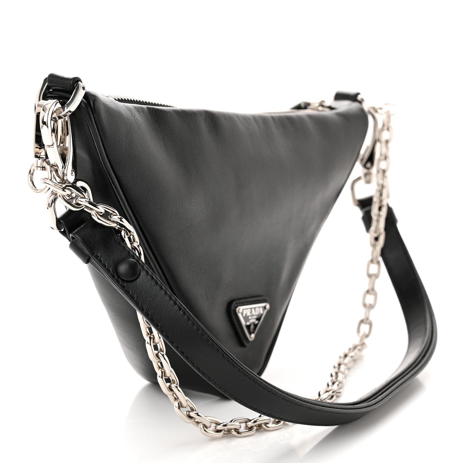 Prada Grace Lux Triangle Logo Embossed Mini Triangle Bag Black 3 of 11