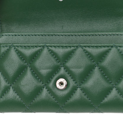 Chanel Lambskin Quilted Flap Card Holder Wallet Green 10 of 16