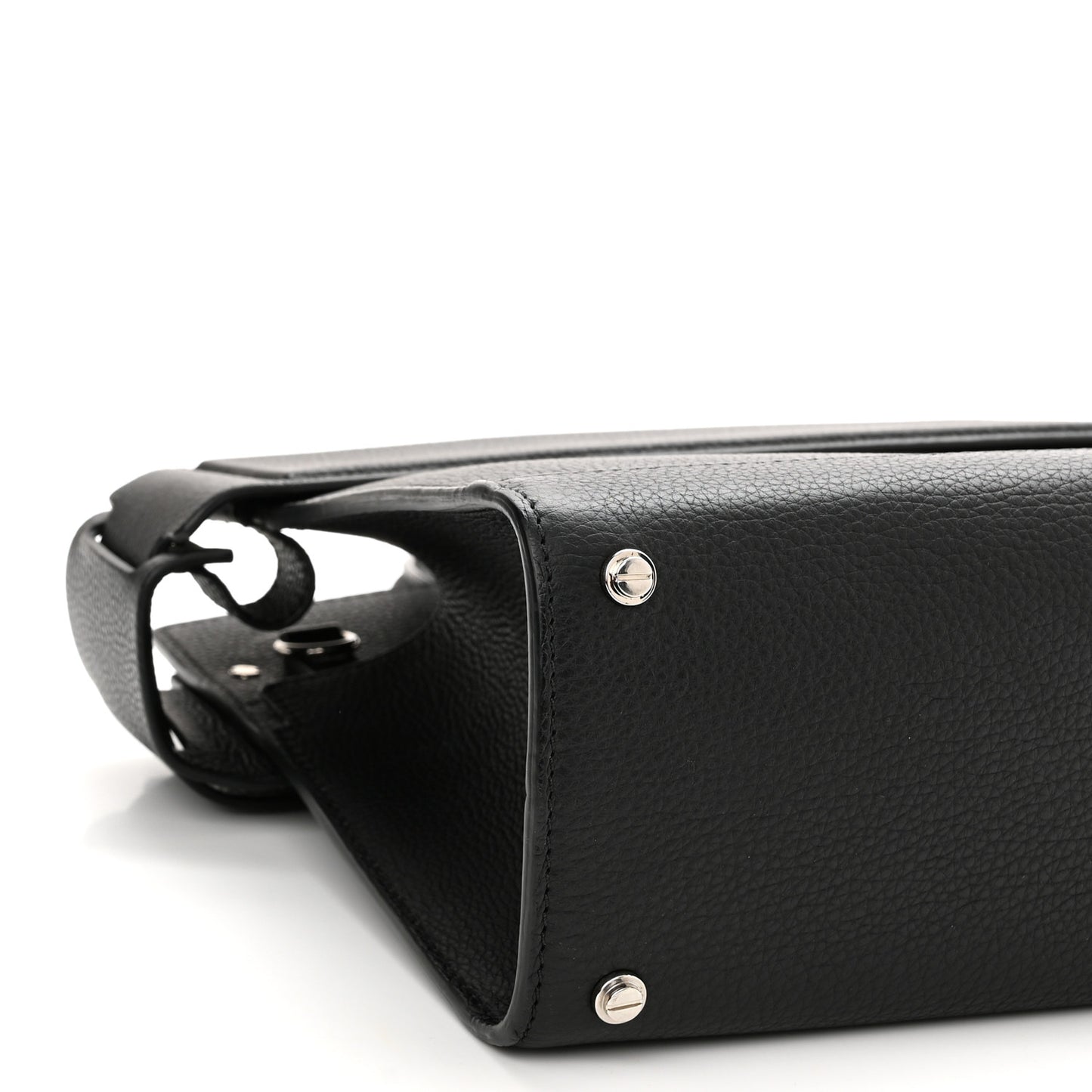 Grained Calfskin Small Horizon Satchel Black