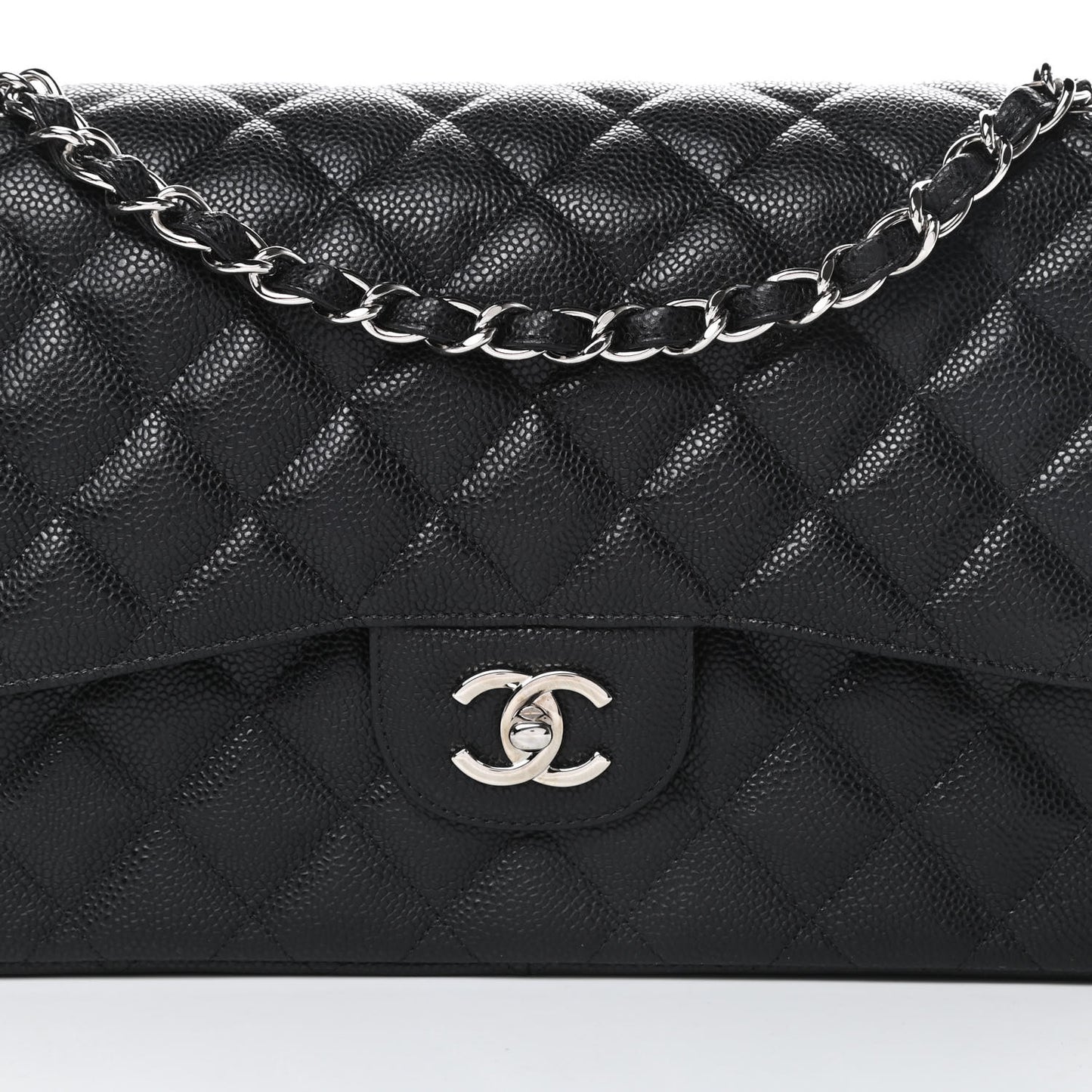 Caviar Quilted Jumbo Double Flap Black