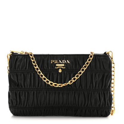 Prada Nappa Gaufre Chain Shoulder Bag Black 1 of 10