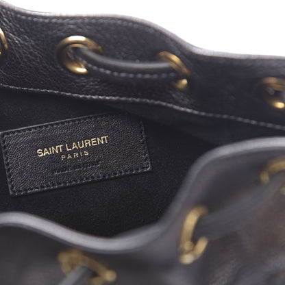Saint Laurent Metallic Goatskin Small Emmanuelle Fringe Bucket Bag Graphite 6 of 10