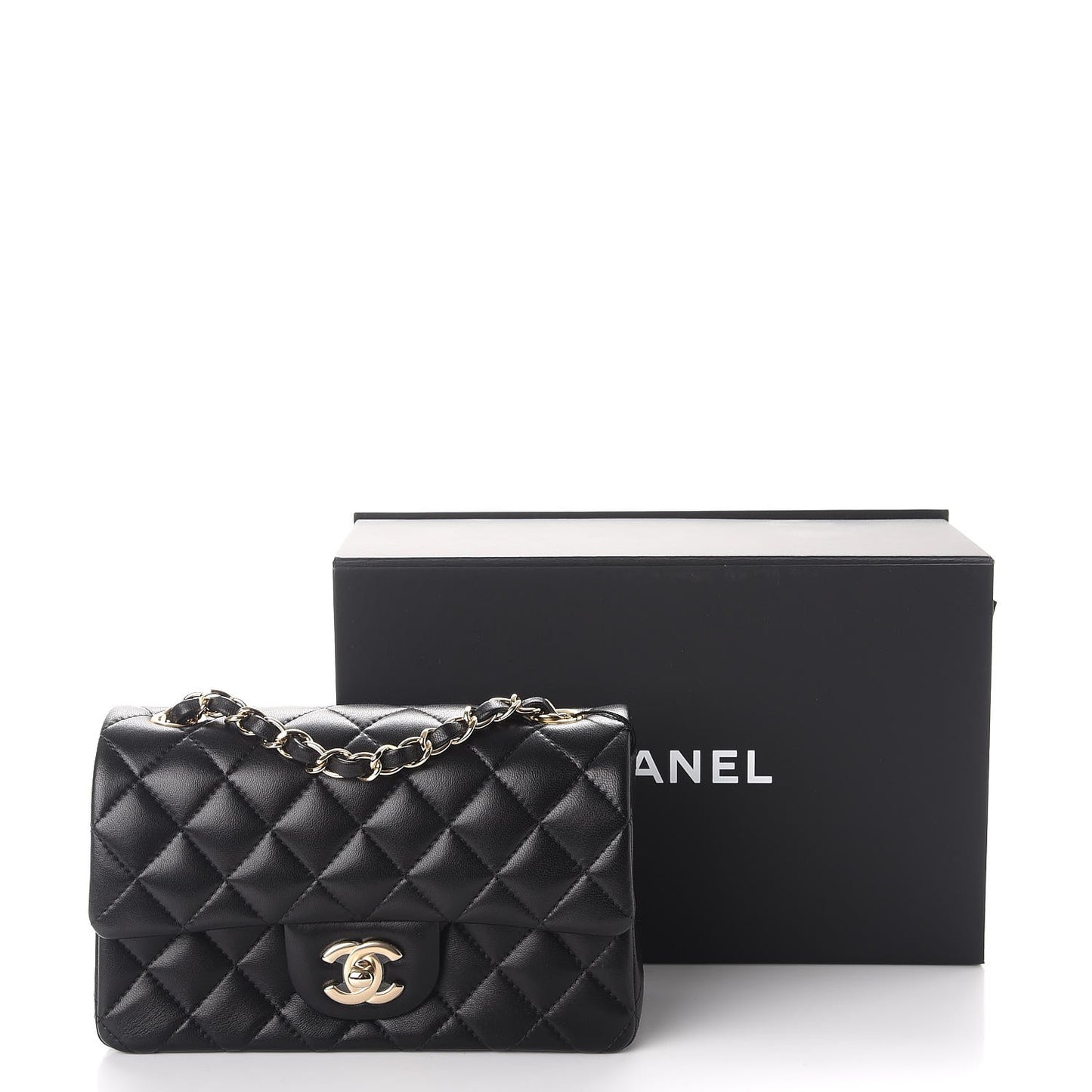 Lambskin Quilted Mini Rectangular Flap Black