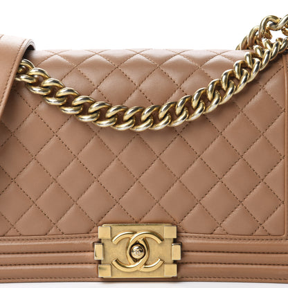 Chanel Lambskin Quilted Medium Boy Flap Beige 15 of 15