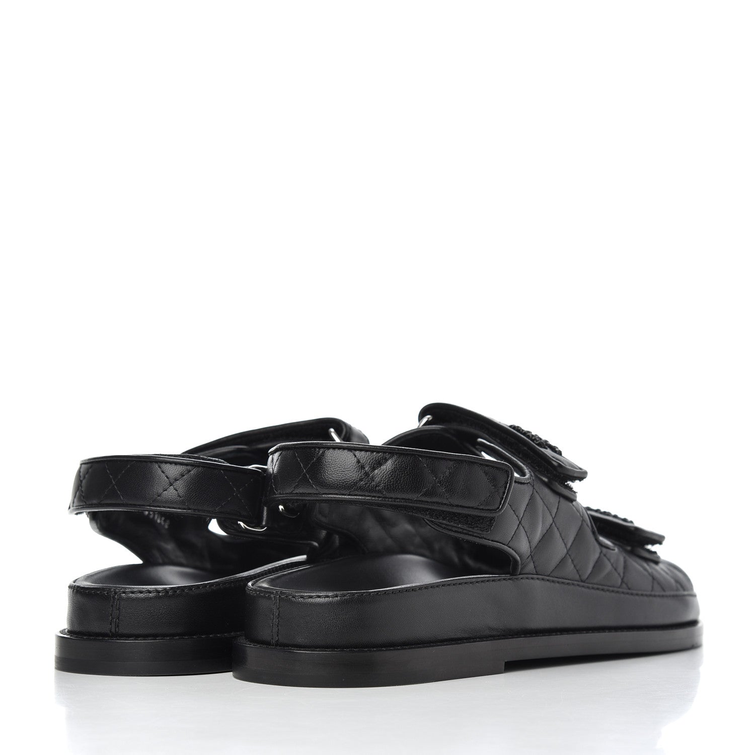 Chanel Lambskin Velcro Dad Sandals 39 Black 4 of 15